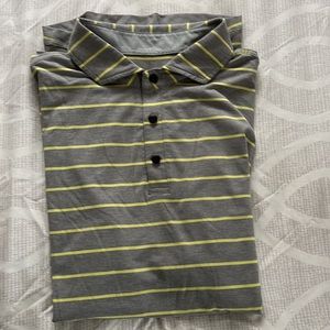 Lululemon men’s Striped Polo Gray and Yellow Like New